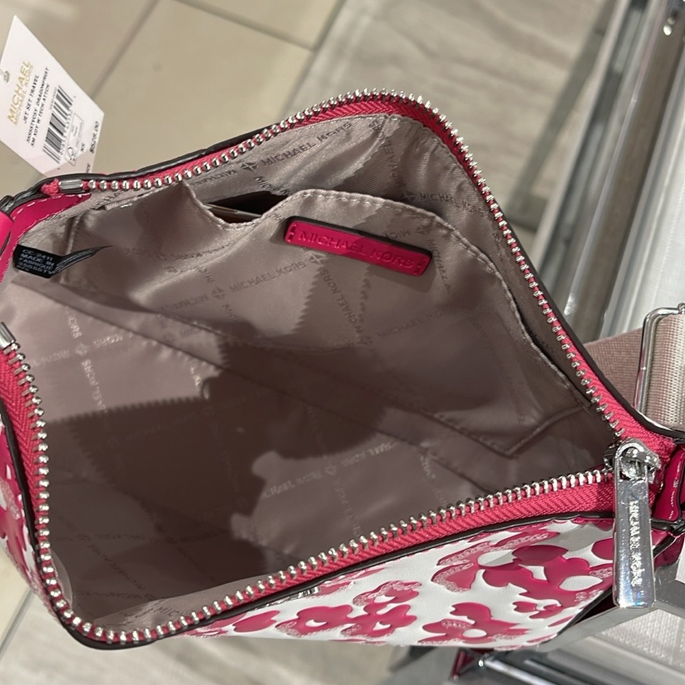 MICHAEL KORS Jet Set Sm Sequined Floral Print Crossbody Bag Case Apple Airpod - Picture 10 of 16